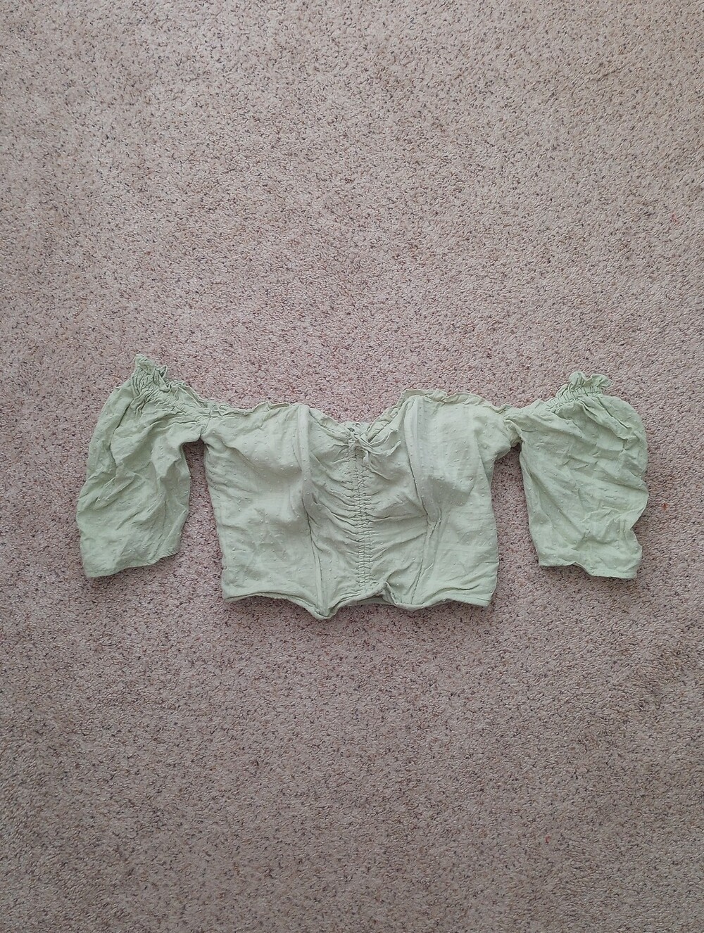 Guess Green Ruffle Corset Crop Top Size Medium Cute Summer Boho Beachy